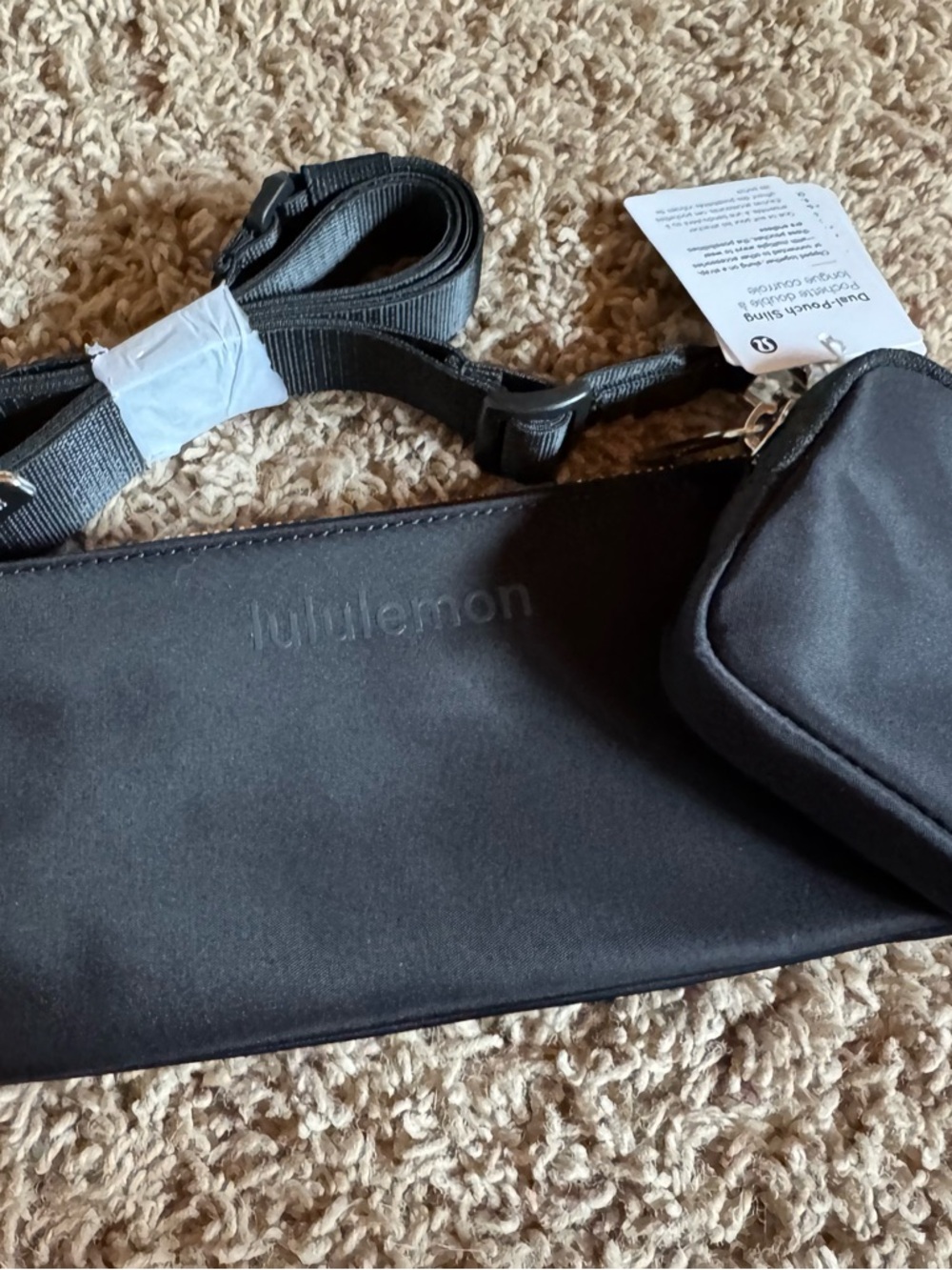 lululemon athletica Black Crossbody Belt Bag with Detachable Pouch